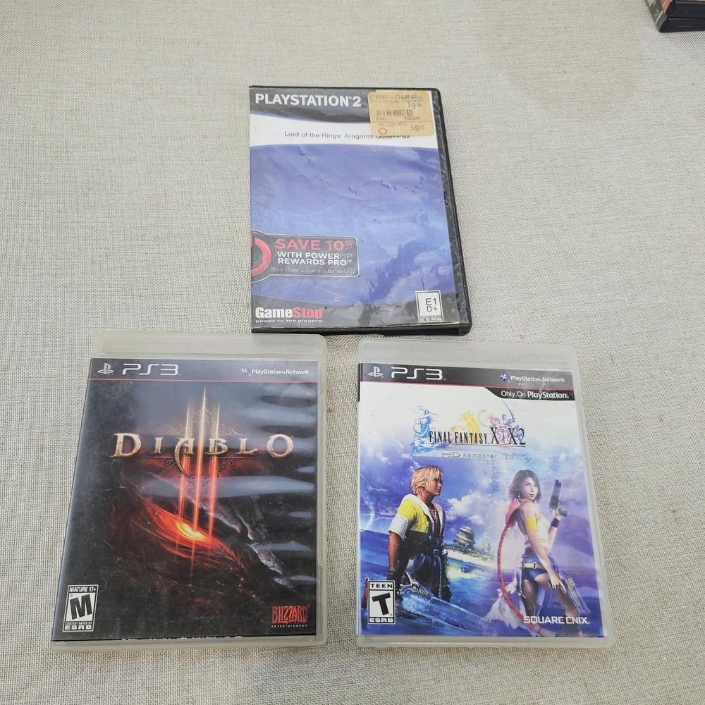 PlayStation Game Lot Diablo III Reaper Souls Final Fantasy X X2 Aragorns Quest
